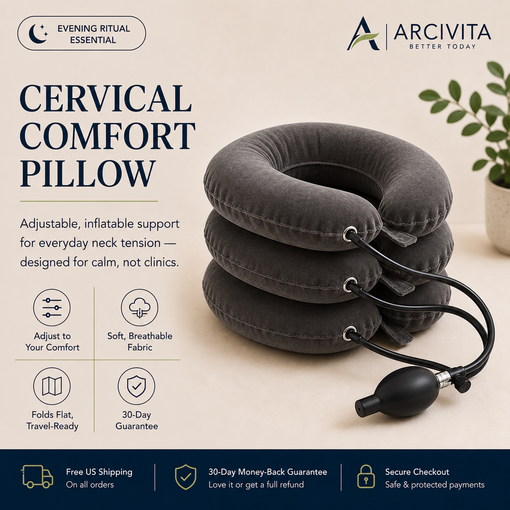 ARCIVITA Cervical Comfort Pillow inflatable neck support pillow with adjustable 3-layer design