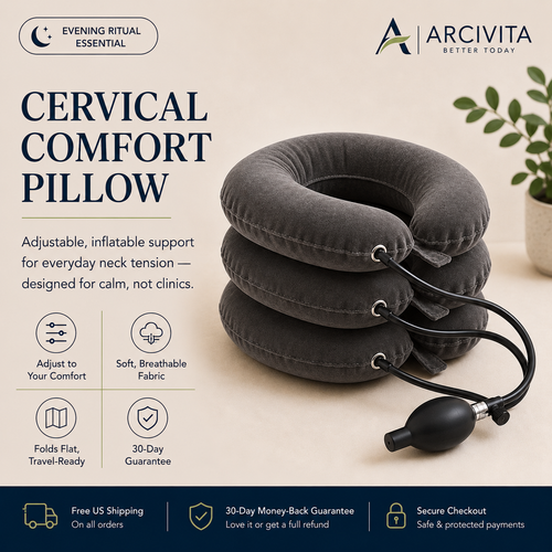 ARCIVITA Cervical Comfort Pillow inflatable neck support pillow with adjustable 3-layer design