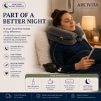 Woman reading in bed while using the ARCIVITA Cervical Comfort Pillow as part of a relaxing evening routine